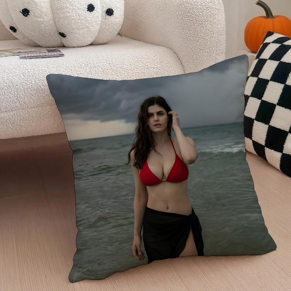 Hollywood Beauty AAlexandra Daddario Cushion Cover Throw Pillow Cover Hidden Button Durable Polyester Chair Cushion