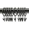 Pack of 10 Multipurpose Metal Curtain Rings with Clips 25 mm Interior Diameter for Curtain Rod, Drapery Hangers Easy Installation for Home Decors