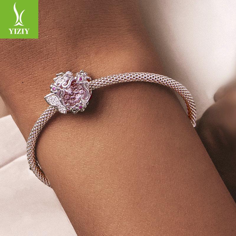 Pink Zircon Butterfly Flying Diy Bracelet Beaded Plating Texture 925 Silver Accessories Bsc552