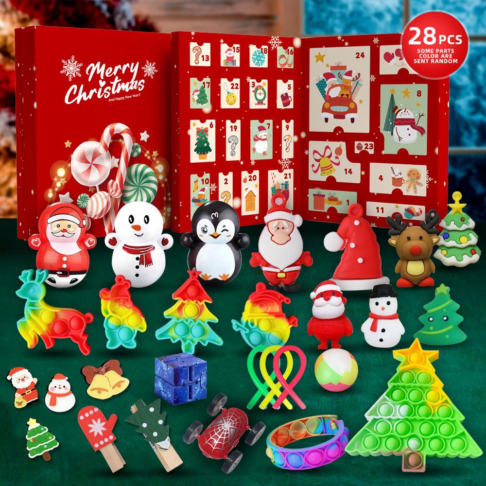 2026 New Christmas Advent Calendar 24 Days Countdown Blind Box Fun Hole Punch Toy Stress Relief Fidget Toy Holiday Surprise Gift for Kids