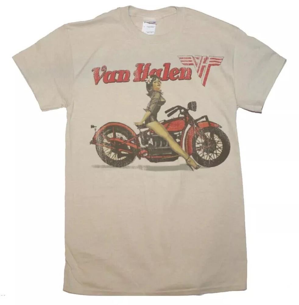 Van Halen Biker Pin Up T Shirt, Mens Rock N Roll Music Tee, Size S to 5XL Unisex T-Shirt S