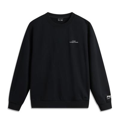 Li Ning Sports Lifestyle Series Crew Neck Long Sleeve Letter Print Sweatshirt Unisex Sweatshirt Black AWDUB69-7