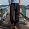 Men's Linen Casual Pants, Loose Straight Business Suit Trousers