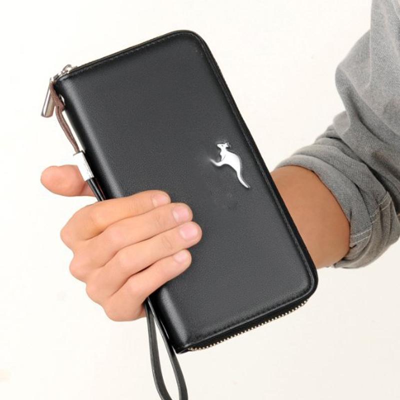 Men's Leather Wallet Large Capacity - Double Zipper Business Clutch (Billetera/Portafoglio Uomo) for Work & Travel