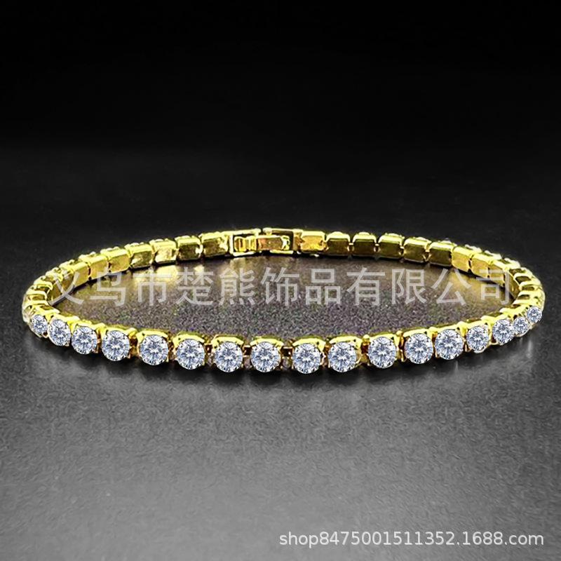 Diamond Elastic Bracelet Hip Hop Bracelet Single Row Diamond Bracelet with Simple and Versatile Style Diamond Bracelet Jewelry Zircon Bracelet