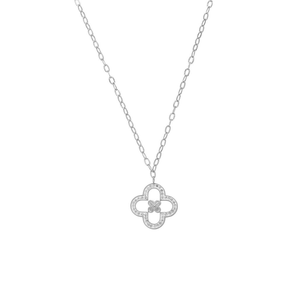 European Retro Zircon Stainless Steel Necklace: High-End Cross-Border Clavicle Chain