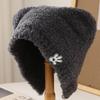Autumn and Winter Cute Little Hand Imitation Rabbit Plush Versatile Face Small Warm Knitted Hat Simple Small Ear Ear Protection Hat