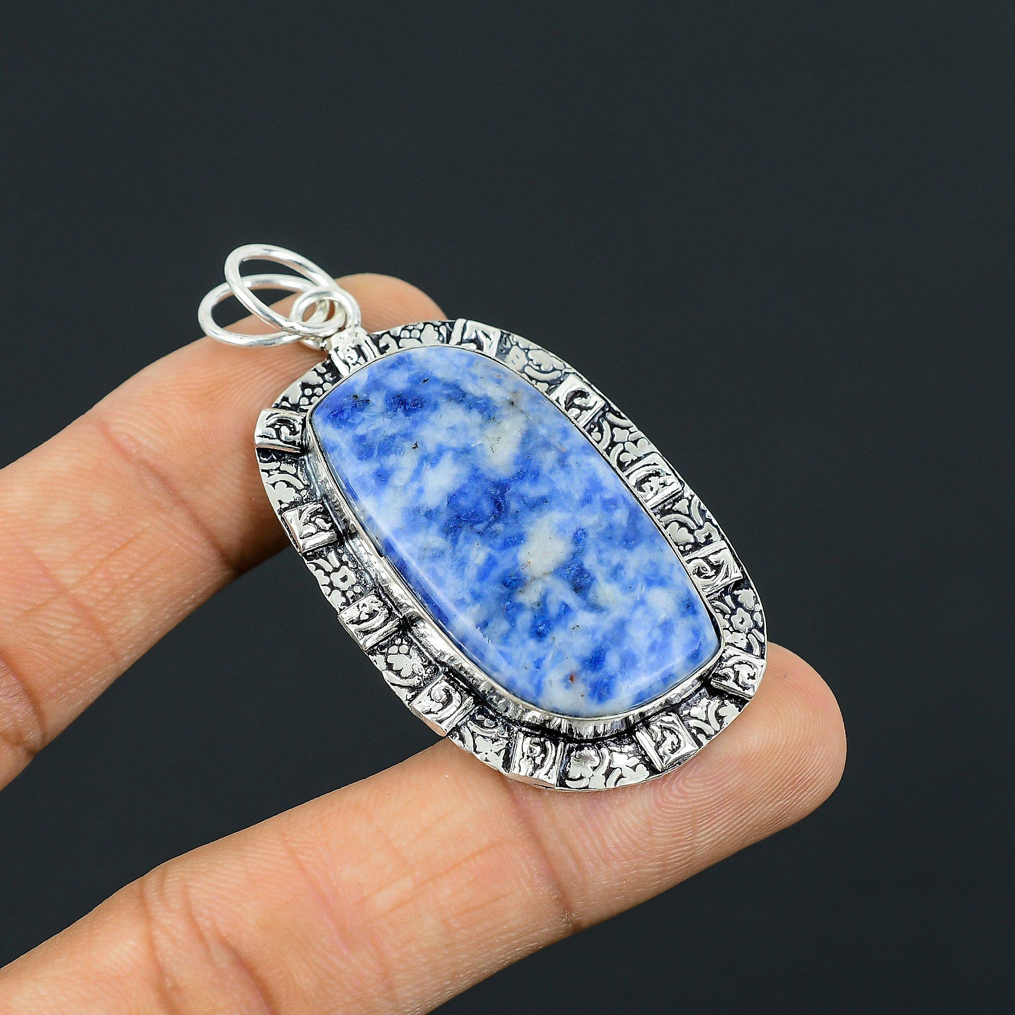 

Easter Sale 925 Sterling Silver Sodalite Gemstone Handcrafted Bezel Wife Pendant