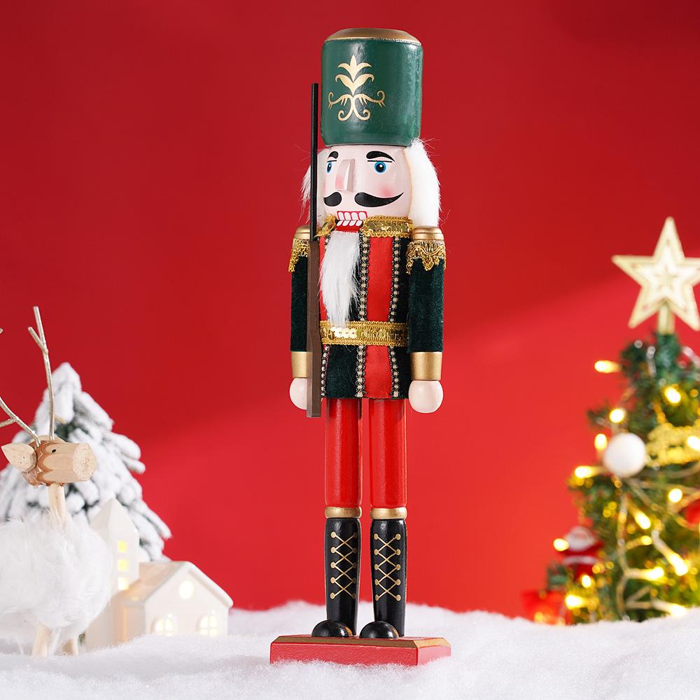 38CM Nutcracker Miniature Wooden Nutcracker Puppet Ornament Desktop Decoration Cartoon Walnut Soldier Christmas Home Decoration