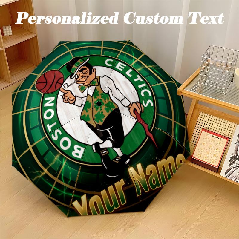 8 Rib Auto Folding Umbrella Celtic FC Print Custom Name Text Portable Rain Gear