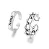 Fashion Love Heart Zircon Open Rings Set for Women  Sweet Girls Geometric Finger Rings Jewelry Accessories