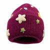3D Star Knitted Beanie Hat Acrylic Blend Wool Knit Cap Fashion Fuzzy Beanie  For Women