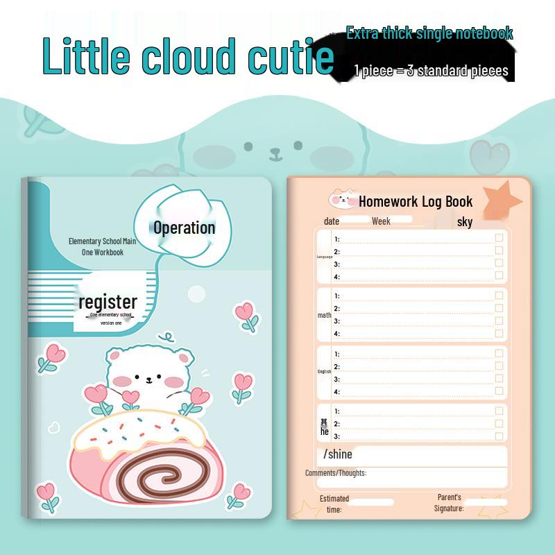 Elementary Homework Notebook for Grades 1-5: Cute Design for Girls