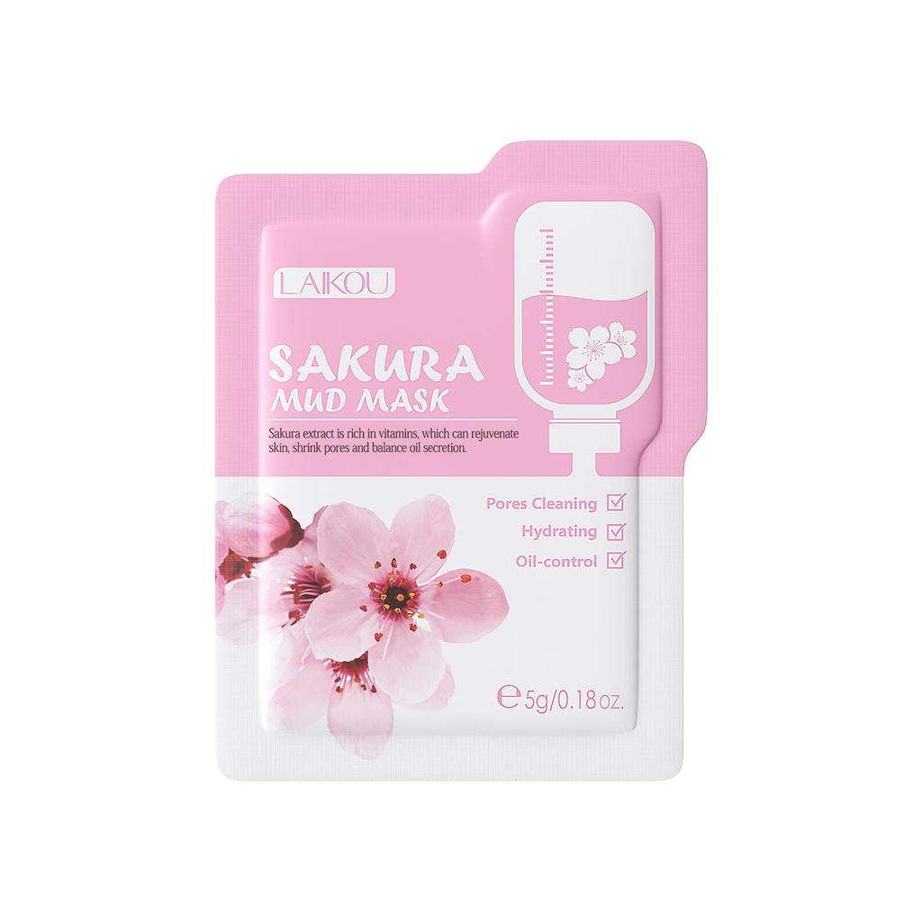 Leco Sakura Mud Mask 5g Trial Pack - Moisturizing, Hydrating, Cleansing Skincare Mask.