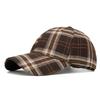 Vintage British Plaid Baseball Cap for Unisex Autumn Winter Outdoor Warm Cap