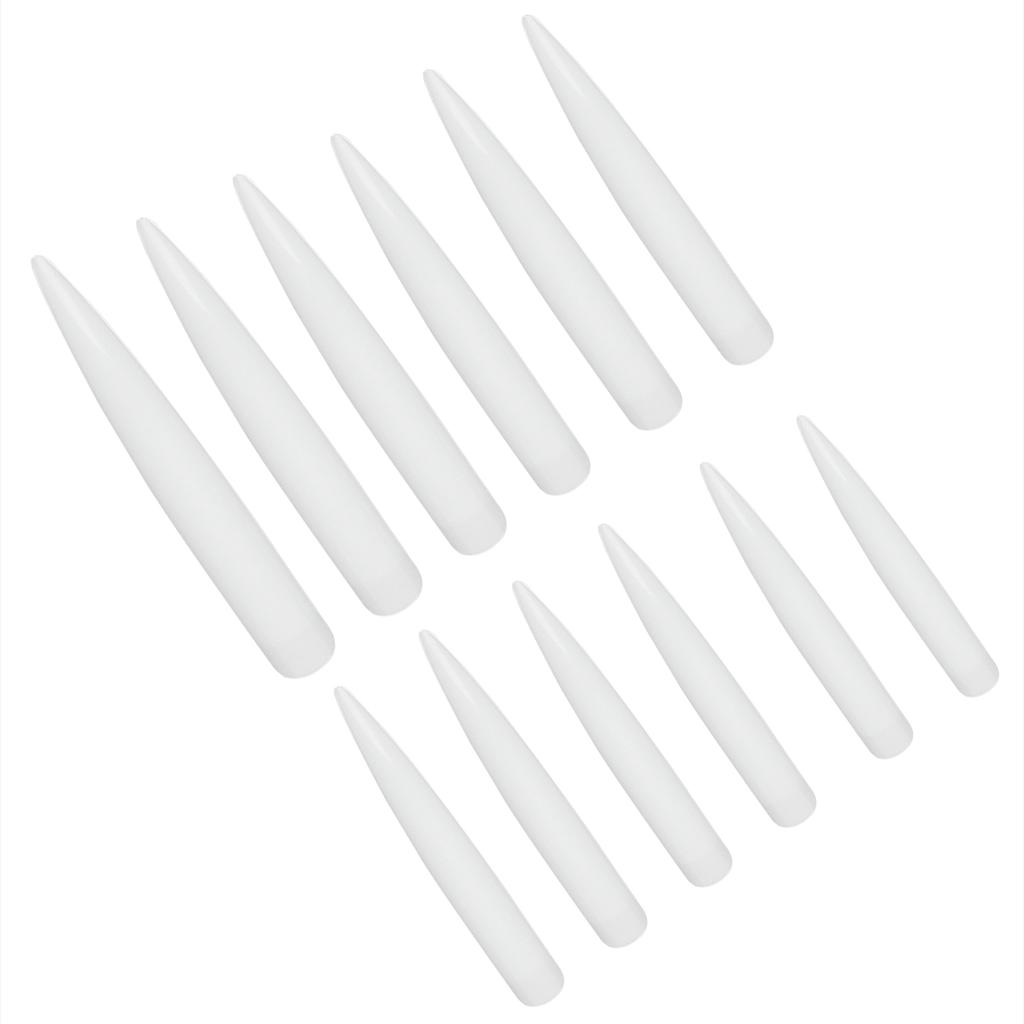 120PCS Extra Long Nail Tips Full Cover Stiletto Artificial Nails for Nail Art DIY SalonNatural Color