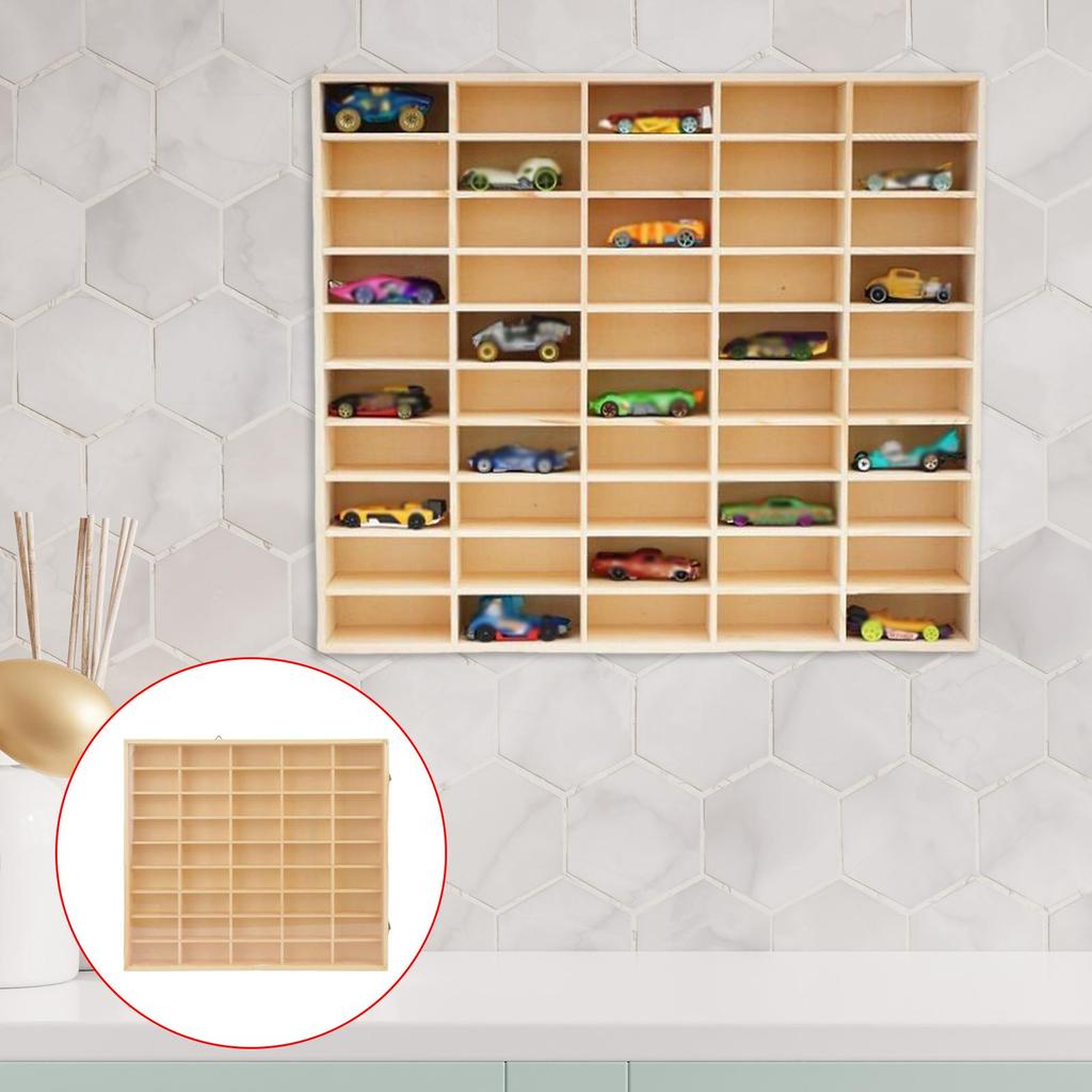 Wooden Multi-grid Box Car Storage Display Box Hand-held Storage Box Multi-layer Display Cabinet Wall Toy Display Rack