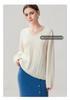 Women's Cashmere V-Neck Sweater - Aran Jacquard Knit, Loose Fit, Autumn Style
