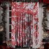 Halloween Scaring Bat and Blood Door Handprint Curtain Door Cover for Home Office Party Decor Blood-stained Handprint Gauze Prop