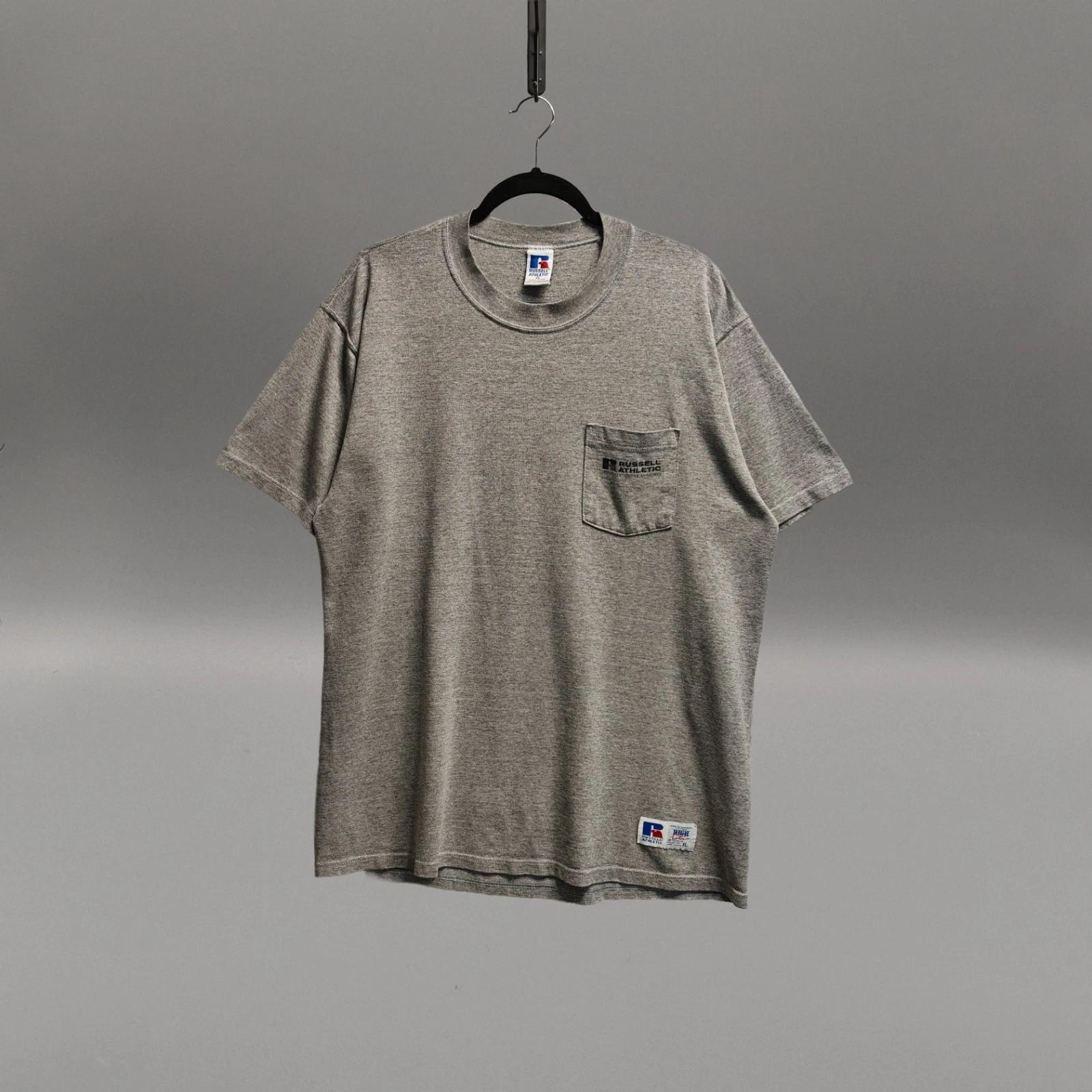 Russell Athletic Pocket Tee Grey USA Made XL Vintage Blank Tee Mens Casual 3415 S