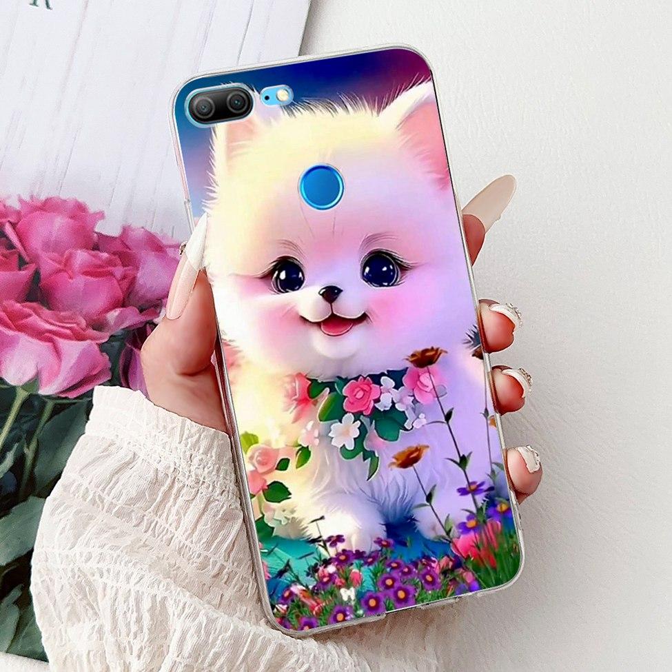 Clear For Honor 9 Lite Case Cute Cat Luxury Fashion Flowers Cool Boys Soft Bumper Cover For Honor 9Lite LLD-L21 Phone Case 5.65"