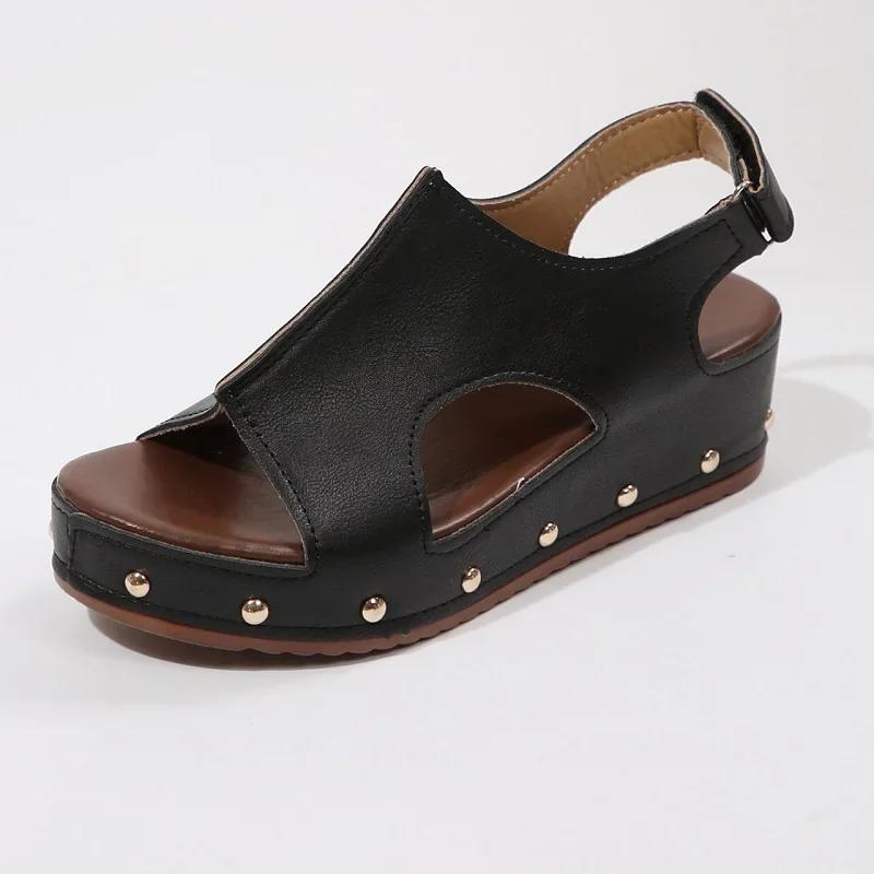 

Новые сандалии на платформе, на плоской подошве, элегантные, удобные, на среднем каблуке, женские, на танкетке, роскошные кроссовки 43