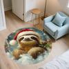 Christmas Sloth Pattern Round rug,Carpet Rug for Living Room Bedroom  Playroom ,Non-slip Floor Mat,Holiday Gifts and Birthday Gifts.