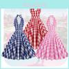 Barbie Death Powder Dream Sexy Deep V Internet Red Pink Checkered Cotton Flowing Explosion Street Sister Retro Party Dress