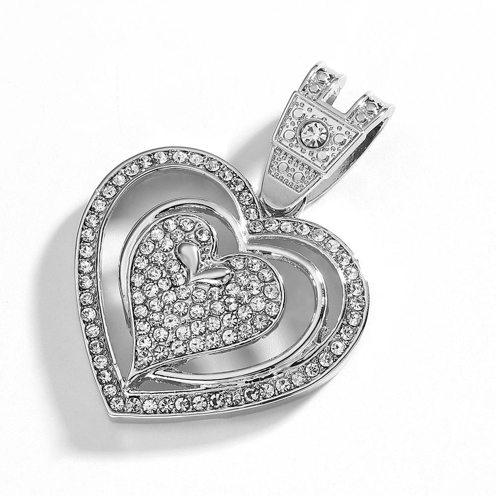 Полностью Алмазный Любовный Сплав Подвеска Уникальный Дизайн Сердце Ожерелье Хип-Хоп Мужское Ожерелье