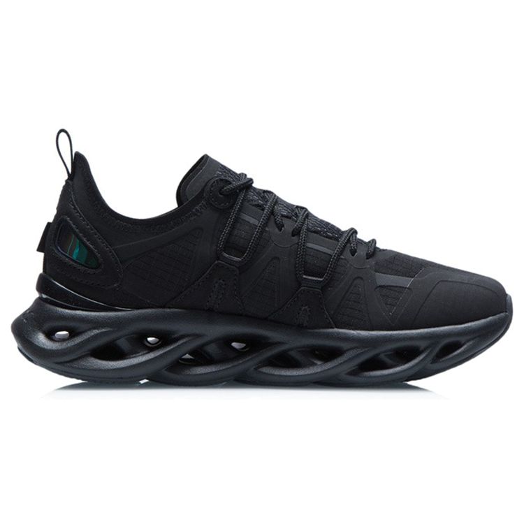 Li Ning Arc Comfortable Rebound Shock Absorption Wear Resistant Non Slip Low Top Running Shoes Women sneaker Black ARHQ088-10