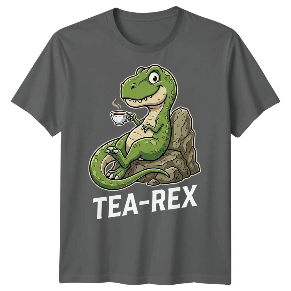 Tea Rex Funny Dinosaur Drinking Tea Unisexs T Shirt Graphic Novelty Tee