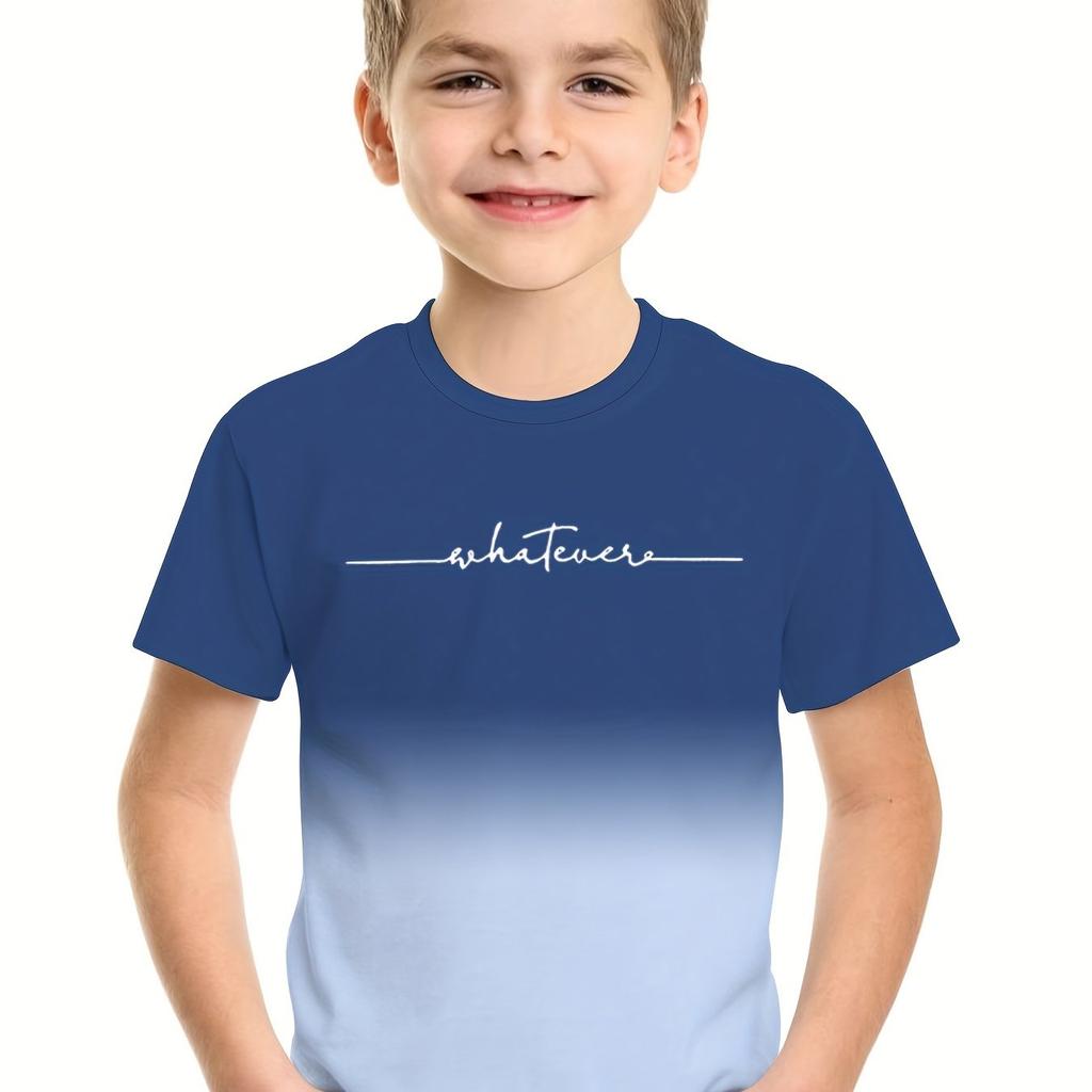 Kinderbekleidung Jungen T-Shirt Kurzarm Kinder T-Shirt 3D Buchstaben Print Lässig Rundhals Kinder Sommerkleidung Jungen Kleidung Oberteile
