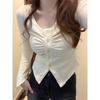 2025 Autumn/Winter Trendy V-Neck Long Sleeve Women's T-Shirt - New Style Hot Girl Base Shirt