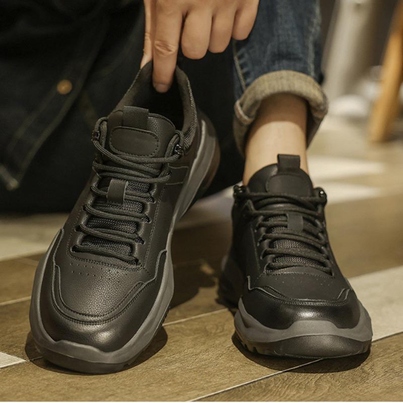 Fashion Designer Leather Platform Sneakers for Men Casual Soft-soled Increase Men's Shoes Fashion Spring Autumn Outdoor Sport Shoes Male