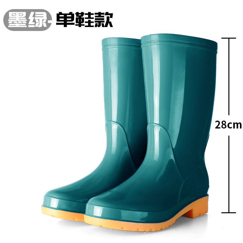 Thickened wear-resistant medium tube rain shoes women's fashion rain boots anti-fleece shoes women's non-slip work soft rubber shoes women's