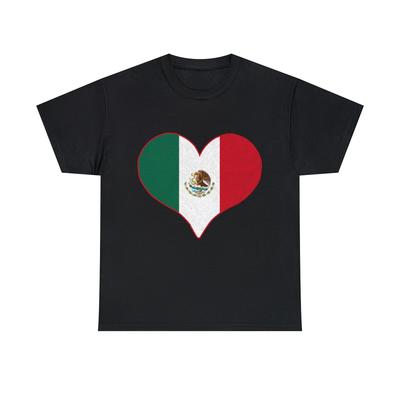 I Heart Mexico Flag Graphic Tee Shirt, S-5XL