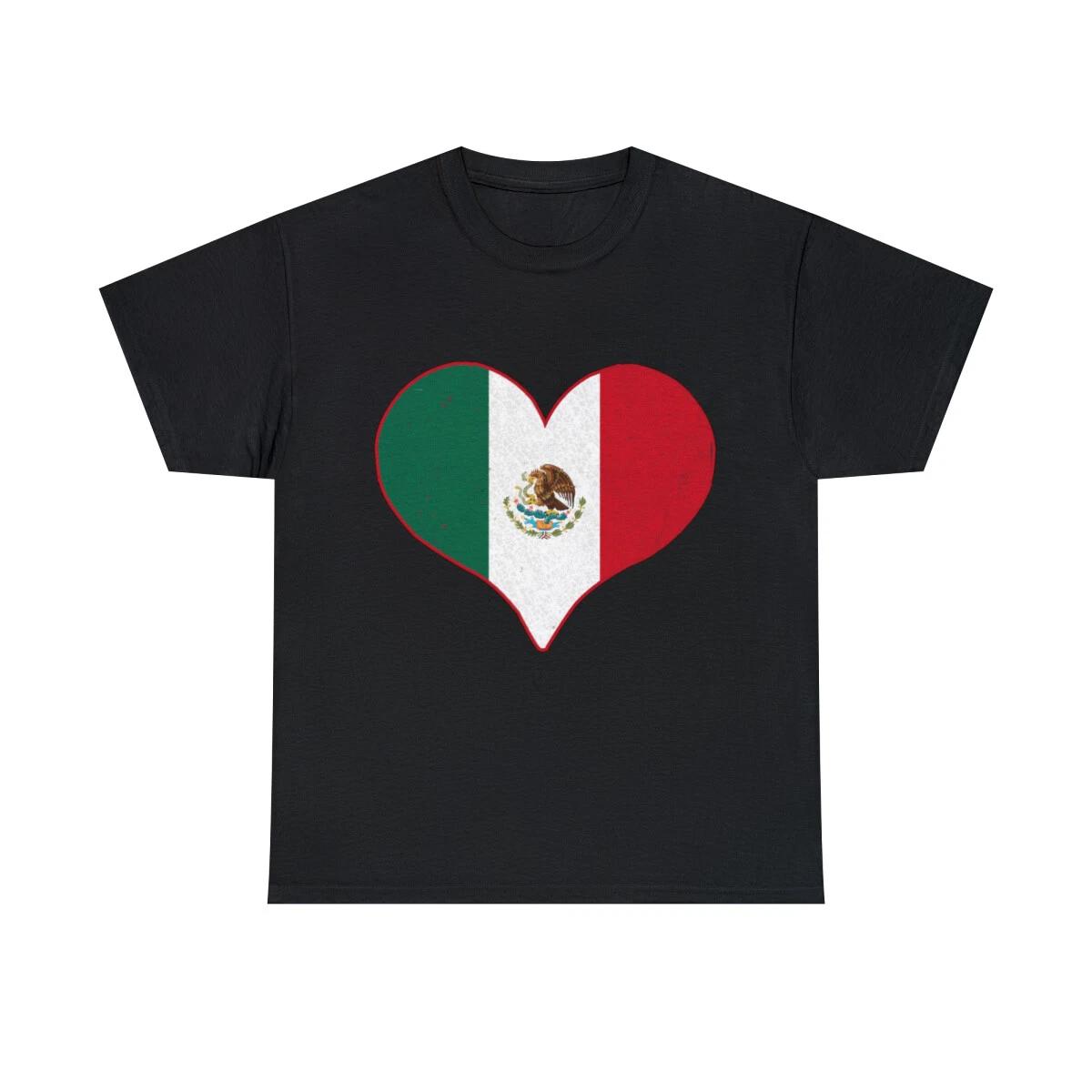I Heart Mexico Flag Graphic Tee Shirt, S-5XL 4XL