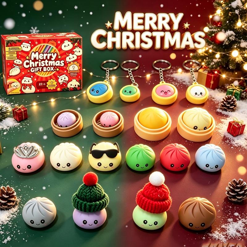 Geheimnisvolle Knödel-Adventskalender mit 24 Überraschungsspielzeugen Perfekt für Kinder Weihnachtsgeschenke Spielen