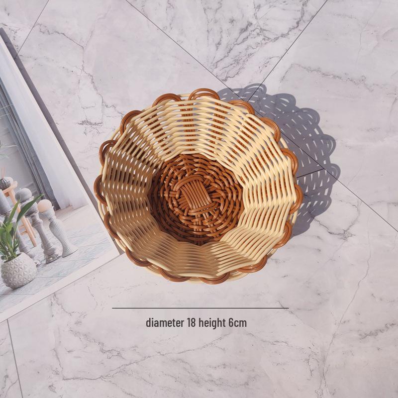 Creative Round Handwoven Rattan-Style Basket for Snacks & Dried Fruit