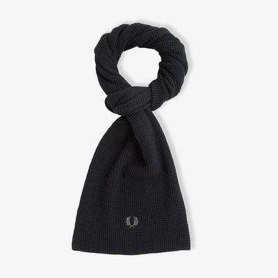 Fred Perry Waffle Knit Cotton Scarf - Black Cfpu2438150-102
