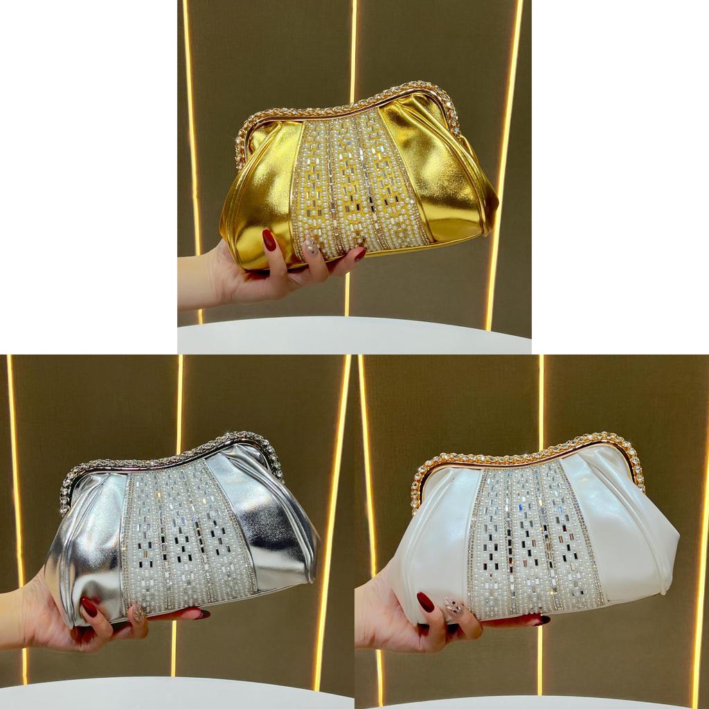 Bridal Sparkling Clutch Bag With Chain For Evening Events And Formal Parties