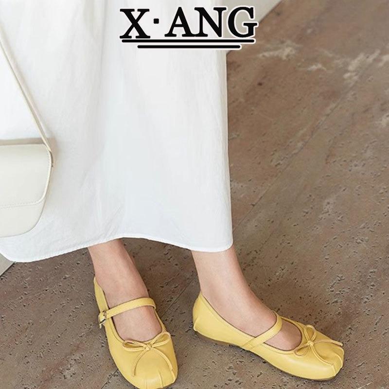 

Cowhide soft sole is not tired women s shoes summer shallow mouth flat sole shoes ballet shoes with skirt Mary Jane shoes 40