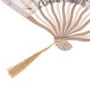 1Pc Japanese Style Shell Shaped Fan With Storage Bag Silk Cloth Bamboo Folding Fans Single-Side Flower Curved Fanbone Hand Fan
