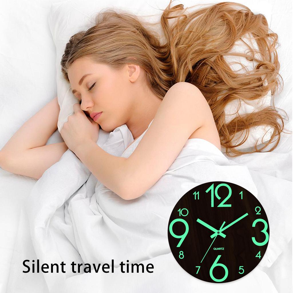 1PC 12inch Luminous Wall Clock Frameless Digital Clock Wall Mute Clock for Living Room Bedroom Wall Decor With Night Light