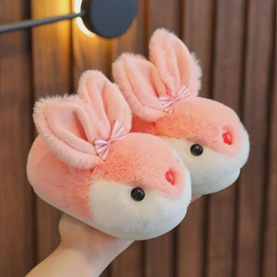 Children's Cute Cartoon Rabbit Slippers for Girls and Boys - Indoor Cotton Shoes for Autumn and Winter