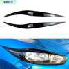 For 13-17 Ford Fiesta MK6.5 Glossy BLK Front Headlight Eyelid Eyebrow Trim 2PCS