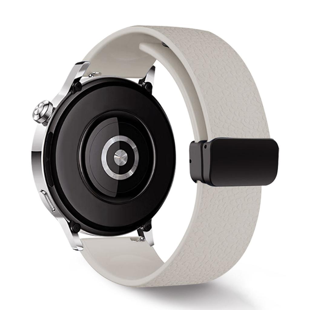 22mm Magnetic Silicone Band for Huawei Watch GT 5 46mm/GT 5 Pro 46mm/Samsung Galaxy Watch3 45mm Litchi Texture Watch Strap