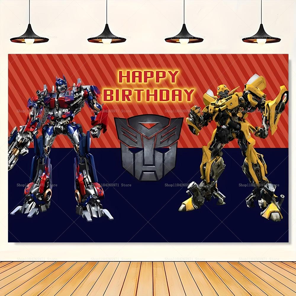 Fun Transformers Background Banner with Optimus Prime Theme for Kids, Children's Party Decoration
