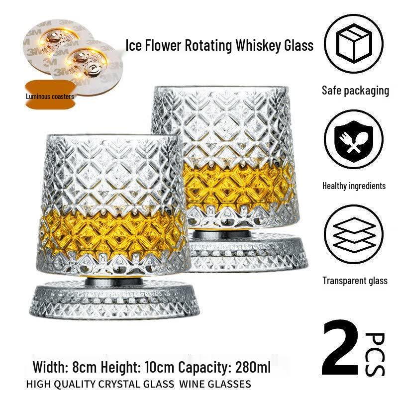 Qiwei Rotating Crystal Whiskey Glass