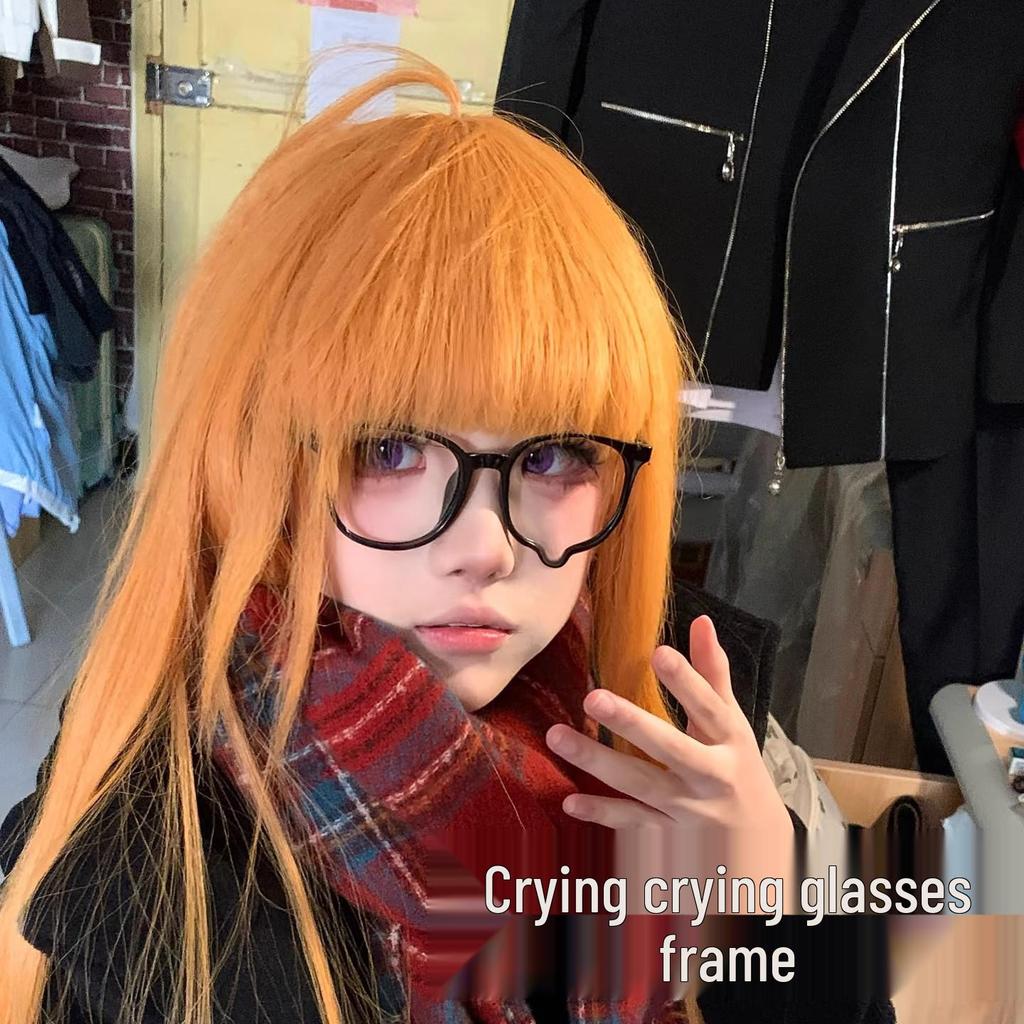 **Anime-inspired Spicy Girl Tearful Glasses - Japanese Academy Style**